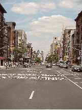 Top right picture you see 6th Avenue or Avenue of the Americas in Greenwich Village.  All along this street there are Gap stores, Urban Outfitters, delis and businesses.