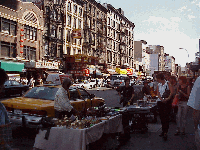 Bottom right picture you see Canal Street in Chinatown.  You see the street vendors selling merchandise on Canal Street.  This is where you come to bargain shop for perfume, T-shirts, Chinese herbs, vegetables, fruits, etc.