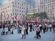 Top right you see the many American flags at Rockefeller Center.  This is the area where the NBC Today Show holds the summer concerts.  If you have patience and don't mind crowds you can see big name performances for absolutely free.