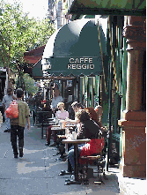 Top right picture you see Caffe Reggio at 119 MacDougal Street in Greenwich Village.  This famous coffee house, which is New York's oldest, hasn't changed much since it opened in 1927.  A seat outside on a nice day is prime NYC real estate.