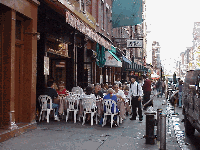 Bottom right picture you see diners on Mulberry Street on a warm October day.