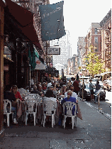 Top right picture you see people having lunch on the sidewalk of Mulberry Street.  It's easy to make a day of it in this area since you are only a few blocks away from Chinatown.