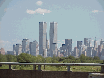 Top right picture you see the skyline of New York City as seen from the New Jersey Turnpike.  This picture was taken only a few days before September 11th when the terrorists attacked the World Trade Center.