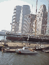 Top right picture was taken at South Street Seaport looking west at the skyline of NYC.  The large ship in the background is one of the historical ships and you see the US Coast Guard in the front.