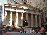 Center right picture you see Federal Hall National Memorial.  This beautiful building served as the country's first capitol and George Washington spent time here too.  You see his statue in the center of the stairs.