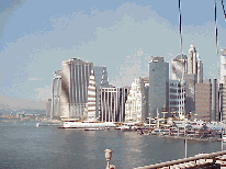 Center right picture you see the southern tip of the island of Manhattan as seen from the Brooklyn Bridge.  The majesty of the skyline of New York City inspires artist, poets, writers, and everyone that sees it.