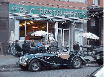 Bottom right picture you see a cool car and its owners at Florent Restaurant at 69 Gansevoort Street.