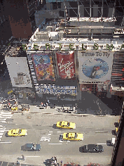 Bottom right picture was taken in the center of Times Square looking down on Broadway traffic and billboards.