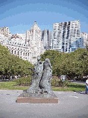 Center right picture was taken in Battery Park.  You can see the skyline of the city in the background.  Just behind the art is the Hope Garden.