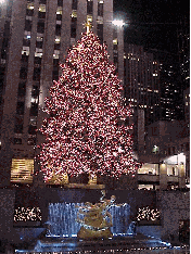 Top right you see the Rockefeller Center Christmas tree.  An evening of ice skating at Rockefeller Center under this beautiful tree is guaranteed to put anyone in the mood for Christmas.