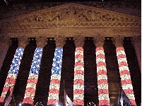 Center right picture you see a close up of the American Flag on the NYSE.