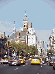 Center right picture you see Sixth Avenue in Greenwich Village. In the distance you see the Jefferson Market Library.  Sixth Avenue is lined with stores that will be packed  with shoppers.