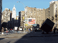 Bottom right picture you see the cube at Astor Place to the right in the shadow.  In the distance you see a huge American flag painted on the side of a building.