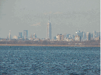 Top right picture you see the skyline of New York City as seen from the Jamaica Bay side of the Rockaways Peninsula Beach. That's the Empire State Building in the center of the skyline.