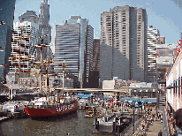 Center right picture you see the South Street Seaport and some of the historical ships that are part of the South Street Seaport Museum.  This is where you will get your free ticket to the viewing platform of the World Trade Center Ground Zero.