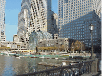 Center right photo you see Battery Park City.  In the center you see the damaged Atrium Building.  You can walk along the esplanade and view the changes in the skyline since 9/11.