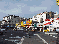 Center right picture you see Delancey Street in the Lower East Side. Here you'll pass by family owned pickle stores, bakeries and restaurants.