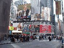 Center right picture you see just a few of the billboards on Broadway.  You'll see everything advertised here from underwear to the latest Broadway plays.