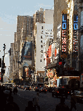 Top right picture you see 42nd Street  and Loews Theater in Times Square.  Years ago you would only see sleazy places on this street.  Today you pass by great nightclubs like BB King's that packs in top name groups.