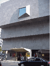 Top right picture you see the Whitney Museum of American Art, designed by Marcel Breuer and Hamilton Smith.  There isn't another building in NYC that looks like this one. However it does house one of the world's foremost collections of 20 C American art.