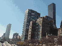 Center right picture you see the FDR Drive with the UN to the far left. To the right you see Trump World Tower where apartments cost up to $38 million dollars.  Whew! Wealthy people like Bill Gates and Sophia Loren live there.