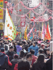 Top right picture you see the beautiful Chinese flags as they make their way through the Chinese New Year parade in Chinatown.