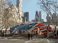 Center right photo you see another shot of the 7th on 6th Fashion Show in Bryant Park.  To the left is 42nd Street and the skyline of the East Side is in the distance behind the tent.