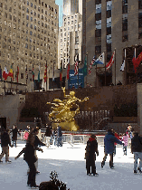 Top right you see ice skaters enjoying the beautiful surroundings of Rockefeller Center.  Maybe you aren't a great skater.  Don't worry we didn't see any Olympic gold medal winners on this day.  Beginners are welcome.