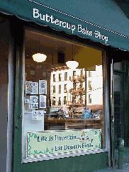 Top right photo you see Buttercup Bake Shop on the Upper East Side. If you can zoom in you'll see a sign in the window that we sure like -  Life is uncertain - eat desserts first! New Yorkers are so smart!