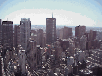 Center right picture you see a look at the East Side of Manhattan as seen from a rooftop in Midtown Manhattan.