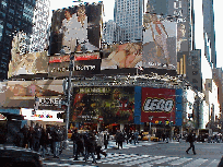 Center right picture you see some of the billboards on Broadway that will entertain you while you wait.