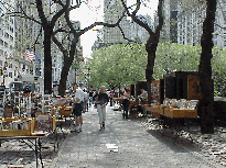 Top right photo you see vendors selling artwork on the sidewalks of Fifth Avenue alongside Central Park. If you want your portrait sketched you will also find many great artists working in this area.