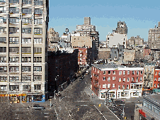 Bottom right picture you see 6th Avenue and West 4th Street as seen from a rooftop. If you walk west a few blocks you'll be in an area known as the West Village which is popular with the gays.  Walk a few more blocks west and you'll see the Hudson River.