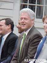 Top right you see President Bill Clinton.  He's a New Yorker now and seemed to be really enjoying himself as he listened to a speech at City Hall during the Tribeca Film Festival.