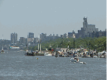 Bottom right picture was taken from Donald Trump's pier looking back at the 79th Street Boat Basin.  You see the skyline of the West Side behind the trees in Riverside Park.