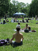 Top right photo you see some New Yorkers experiencing a day of meditation on the Great Hill in Central Park.