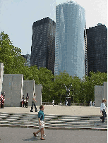 Center right picture you see the Memorial to the Armed Forces which overlooks the harbor.  You can stand here and see beautiful views of the Statue of Liberty and Governor's Island.