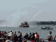 Bottom right picture you see one of the fire boats giving spectators a show as it sprays water in the harbor of NYC.