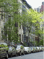 Top right picture you see some of the pretty brownstones of the Upper West Side.  Most of these brownstones are apartments that have wonderful high ceilings, hardwood floors, bay windows and a few have gardens in the back.