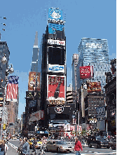 Center right picture you see Times Square and Broadway. In the center you see the famous Coke sign.  This is the busiest and most exciting area of the city.  This is the home of Broadway plays and great restaurants.