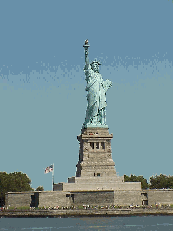 All over America today we are celebrating our country's birthday.  There will be a lot of backyard barbecues, swimming pool parties and some fireworks in the evening. Today we'll show you some NYC sights. Top right picture you see the Statue of Liberty.