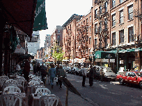 Top right photo you see Mulberry Street in Little Italy.  Here you can dine on the sidewalk while you enjoy great Italian food.