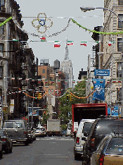 Top right picture you see Little Italy and Mulberry Street.  In the distance you see the Empire State Building.  Mulberry Street is lined with great Italian restaurants.