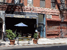 Bottom right picture: Most restaurants open the doors or windows and provide outdoor seating during nice weather. Here you see Acquario Restaurant on Bleecker Street.