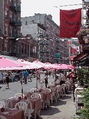 Center right picture you see tables being set for lunch at Il Palazzo Restaurant on Mulberry Street.