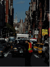 A traffic cop on Broadway in Soho