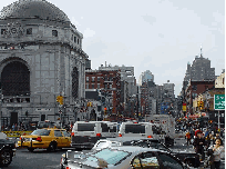 Motorists at the Manhattan Bridge