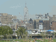 Empire State Building as seen from the lawns of Battery Park City