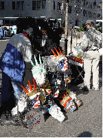 a vendor selling pretty Liberty masks on Fifth Avenue