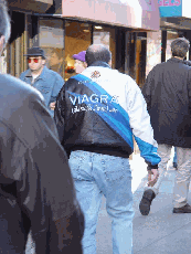 A brave guy in a Viagra jacket